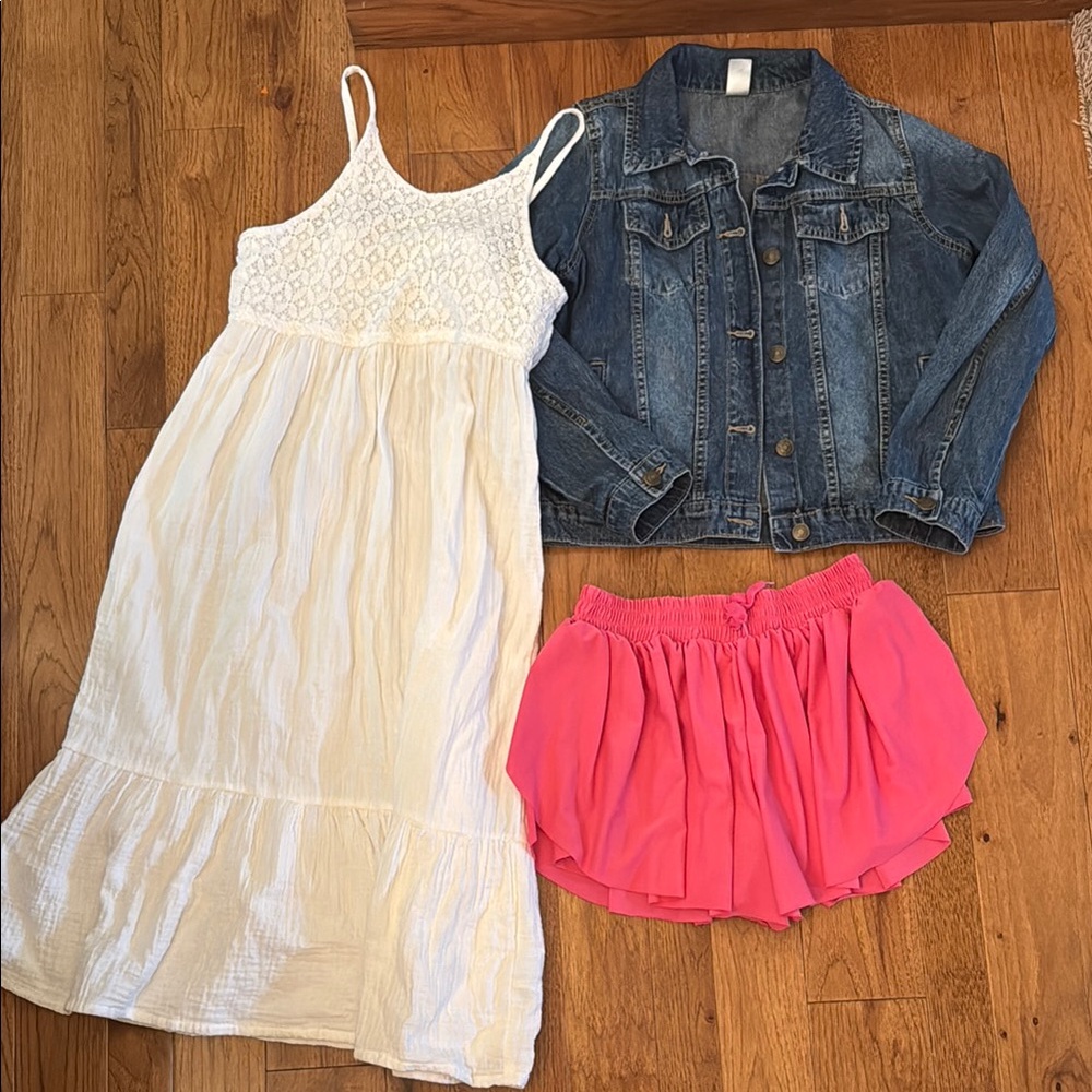 Carter's White Dress with Pink Skirt and Blue Denim Jacket